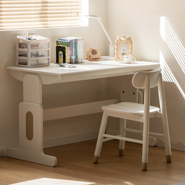 Beech Solid Wood Lift Study Desk  Adjustable White Children's Desk